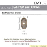 Emtek 2411 Tuscany Bronze Bell Button with #11 Rosette