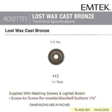 Emtek 2412 Tuscany Bronze Bell Button with #12 Rosette
