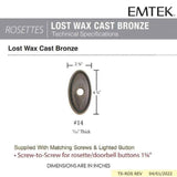 Emtek 2414 Tuscany Bronze Bell Button with #14 Rosette