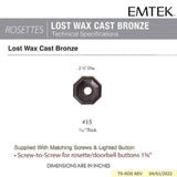 Emtek 2415 Tuscany Bronze Bell Button with #15 Rosette