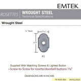 Emtek 2431 Wrought Steel Bell Button with #1 Rosette
