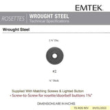 Emtek 2432 Wrought Steel Bell Button with #2 Rosette