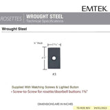 Emtek 2433 Wrought Steel Bell Button with #3 Rosette