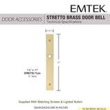 Emtek 2441 Doorbell Button with 1-1/2" x 11" STRETTO Brass with Plate & Button
