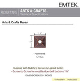 Emtek 2452 Brass Bell Button with Hammered Rosette