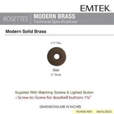 Emtek 2458 Brass Disk Door Bell Cover