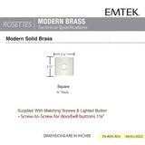 Emtek 2459 Brass Square Door Bell Cover