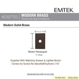 Emtek 2463 Brass Modern Rectangular Door Bell Cover