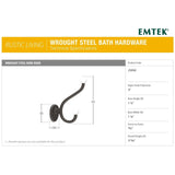 Emtek 25050 Wrought Steel Robe Hook