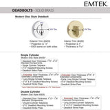 Emtek EMP28423 Modern Disc Deadbolt - Brass - Single Cylinder - EMPowered 2 Upgrade