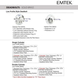 Emtek EMP28455 Low Profile Deadbolt - Classic Brass - Single Cylinder - EMPowered 2 Upgrade