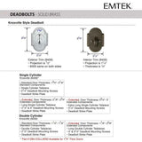 Emtek EMP28459 Knoxville Deadbolt - Brass - Single Cylinder - EMPowered 2 Upgrade