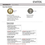 Emtek EMP28464 Rope Deadbolt - Brass - Single Cylinder - EMPowered 2 Upgrade