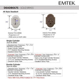 Emtek EMP28466 #8 Deadbolt - Brass - Single Cylinder - EMPowered 2 Upgrade
