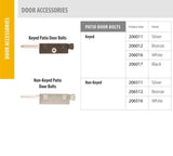Emtek 2060 Keyed Patio Door Bolt