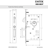 Emtek 2184 Square Passage Pocket Door Mortise Lock