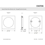 Emtek 2184 Square Passage Pocket Door Mortise Lock