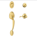 Schlage Residential F360V - Single Cylinder Handleset, Plymouth x Accent, BrightBrass