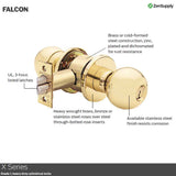 Falcon X301 Heavy Duty Grade 1 Privacy Cylindrical Lock with Interchangeable Core