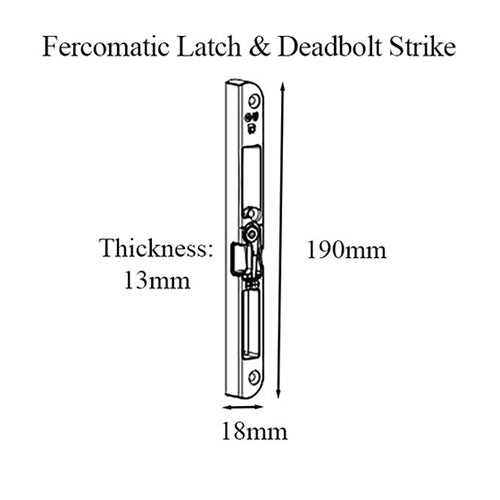 FERCOMATIC LATCH & DEADBOLT STRIKE, PROFILE NOTCHING, CURVED ENDS, LEF ...