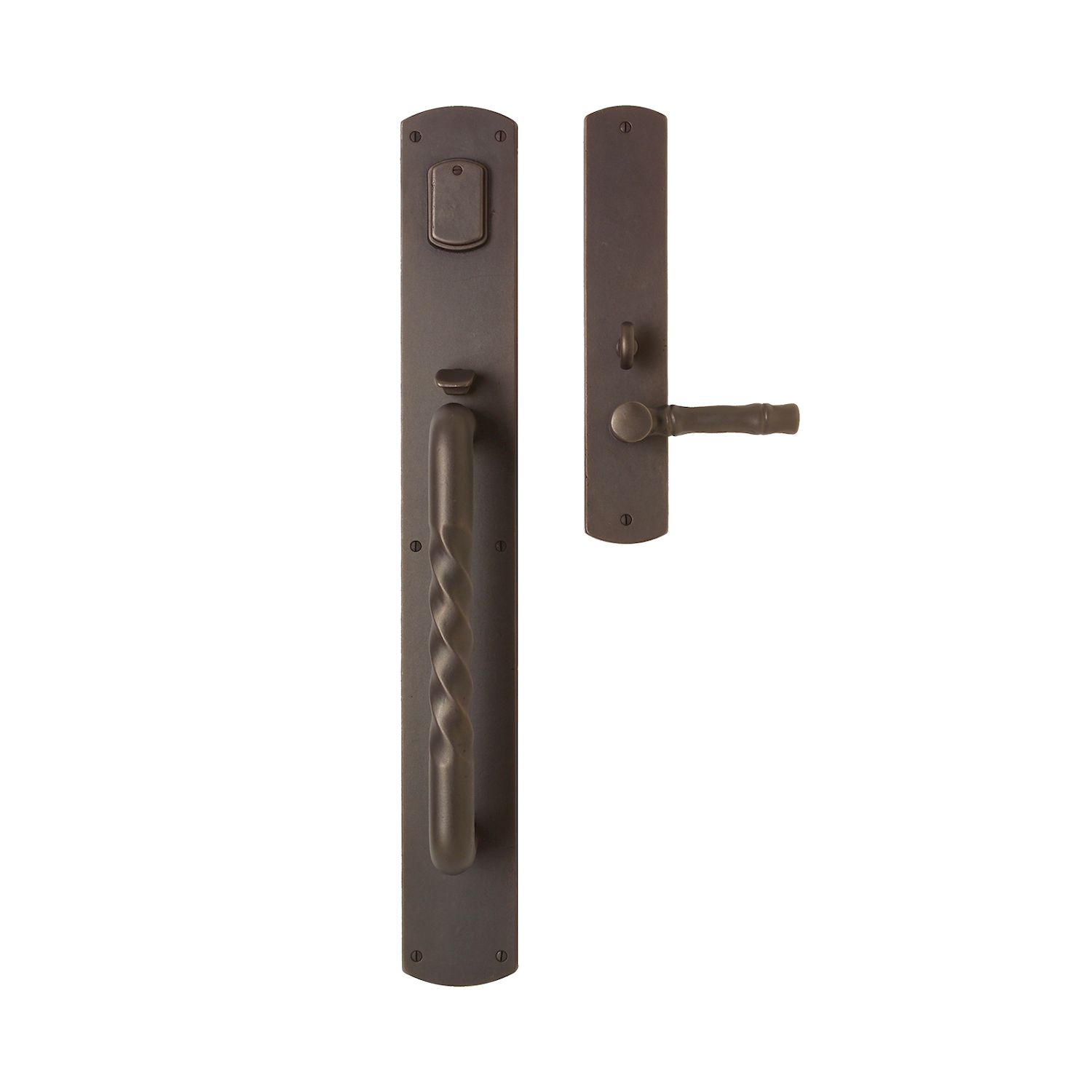 Rocky Mountain Curved Entry Set – 3 1/2″ x 26″ - 2 1/2" x 8" Interior Curved Escutcheon