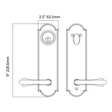 H401BLUS15 Rockwell Premium Monaco Multipoint Lock Handleset with Bourne lever in Brushed Nickel Finish