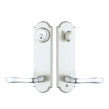 H401BLUS15 Rockwell Premium Monaco Multipoint Lock Handleset with Bourne lever in Brushed Nickel Finish