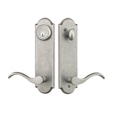 H401CLDN Rockwell Premium Monaco Multipoint Lock Handleset with Classic Wave Lever in Distressed Antique Nickel Finish