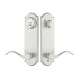 H401CLUS15 Rockwell Premium Monaco Multipoint Lock Handleset with Classic Wave lever in Brushed Nickel Finish