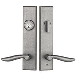 H435MLDN Rockwell Verano Premium Entry Door Handle set with Dahli Lever in Distressed Nickel Finish