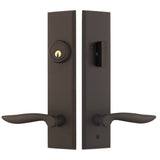 H435MLUS10B Rockwell Verano Premium Entry Door Handle set with Dahli Lever in Antique Black Finish