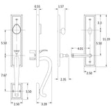 H600MPMUS15 Rockwell Premium San Jose Multipoint Lock Handle set with Quattro Lever in Brushed Nickel Finish