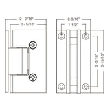 HSHDL037LBSN Rockwell Heavy Duty Square Corner Shower Hinge, Full Back Plate In Brushed Nickel Finish