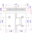 HSHDL180LBSN0 Rockwell Elegance Heavy Duty 180 degree Glass to Glass Shower Hinge in Brushed Nickel