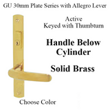 G-U ALLEGRO HANDLE & 30MM PLATE, ACTIVE, KEY & THUMBTURN (HANDLE BELOW CYLINDER) CHOOSE COLOR