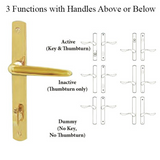 G-U TORINO HANDLE & 30MM PLATE, INACTIVE, THUMBTURN ONLY (HANDLES DO MOVE) CHOOSE COLOR