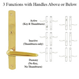 G-U TORINO HANDLE & 30MM PLATE, ACTIVE, KEY & THUMBTURN (HANDLE BELOW CYLINDER) CHOOSE COLOR