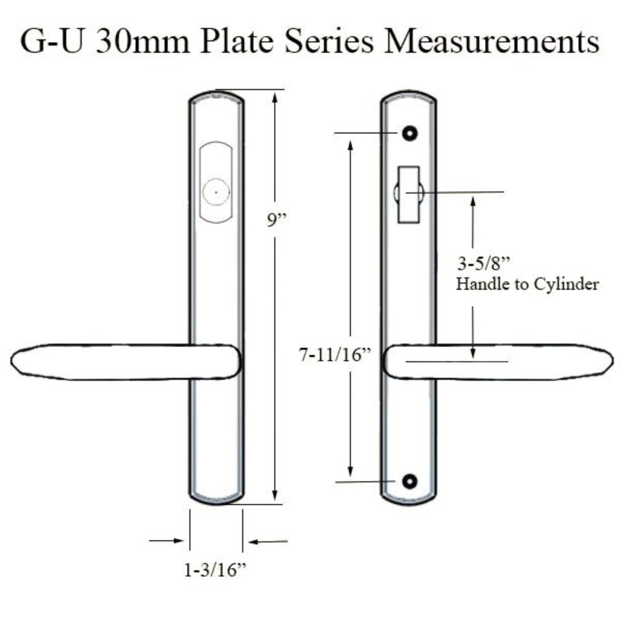 Key Below Handle G-U TORINO HANDLE & 30MM PLATE, ACTIVE, KEY & THUMBTURN (HANDLE BELOW ...
