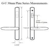 G-U TORINO HANDLE & 30MM PLATE, ACTIVE, KEY & THUMBTURN (HANDLE BELOW CYLINDER) CHOOSE COLOR