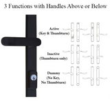 G-U ALLEGRO HANDLE & 30MM PLATE, ACTIVE, KEYED WITH THUMBTURN (HANDLE ABOVE CYLINDER) CHOOSE COLOR