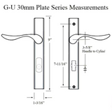 G-U ALLEGRO HANDLE & 30MM PLATE, ACTIVE, KEYED WITH THUMBTURN (HANDLE ABOVE CYLINDER) CHOOSE COLOR