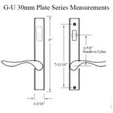 G-U ALLEGRO HANDLE & 30MM PLATE, ACTIVE, KEYED WITH THUMBTURN (HANDLE BELOW CYLINDER) CHOOSE COLOR