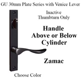 G-U VENICE HANDLE & 30MM PLATE, ZAMAC, INACTIVE, THUMBTURN ONLY (HANDLES DO MOVE) CHOOSE COLOR