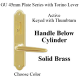 G-U TORINO HANDLE & 45MM PLATE, ACTIVE, KEY & THUMBTURN (HANDLE BELOW CYLINDER) CHOOSE COLOR
