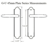 G-U TORINO HANDLE & 45MM PLATE, DUMMY, NO KEY, NO THUMBTURN (HANDLES DO NOT MOVE) CHOOSE COLOR