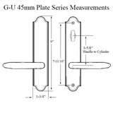 G-U TORINO HANDLE & 45MM PLATE, ZAMAC, INACTIVE, THUMBTURN ONLY (HANDLES DO MOVE) CHOOSE COLOR