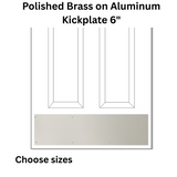 Brass Accents Polished Brass on Aluminum Kickplate 6" - Choose Size