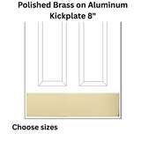 Brass Accents Polished Brass on Aluminum Kickplate 8" - Choose Size