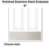 Brass Accents Polished Stainless Steel Kickplate 6" - Choose Size