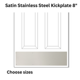 Brass Accents Satin Stainless Steel Kickplate 8" - Choose Size